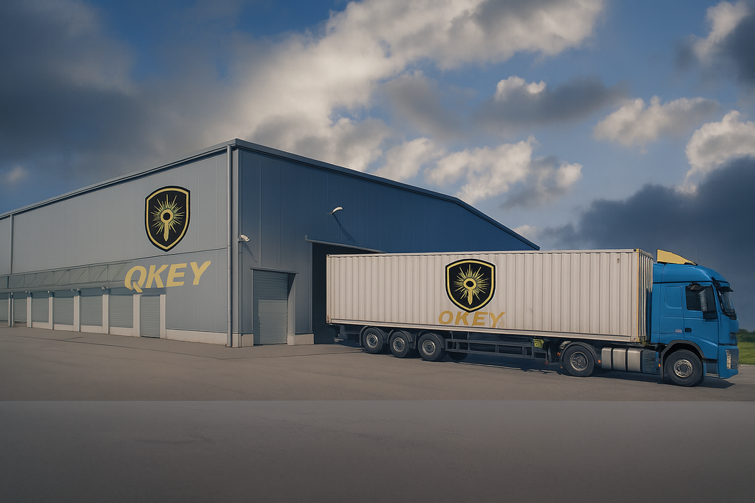 QKEY U.S. warehouse with branded truck for nationwide LTL wholesale delivery